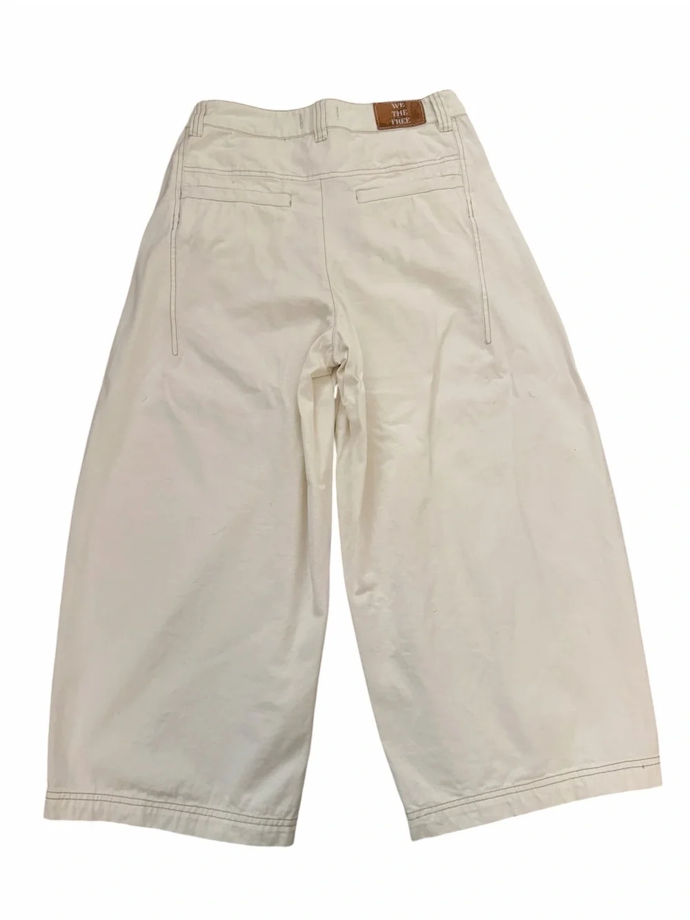 We The Free Lay Down Ankle Wide Leg Chino Pant in Ecru Barrel Leg Cotton Size 6